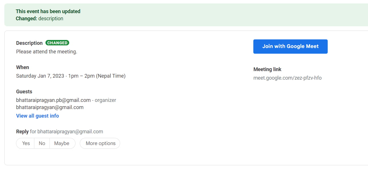 In Google Calendar, how do I resend the invitation to an event?